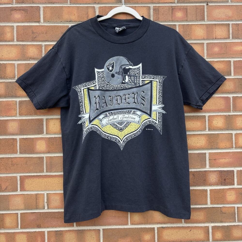 Vtg 90s Las Vegas Raiders NFL Black Vintage Oakland California Single Stitch L